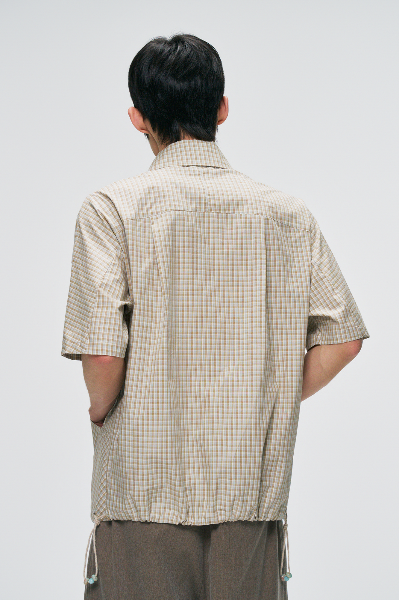 GONGHE REPUB Check Adjustable Hem Half Shirt-Half shirt-S-Free Shipping Leatheretro