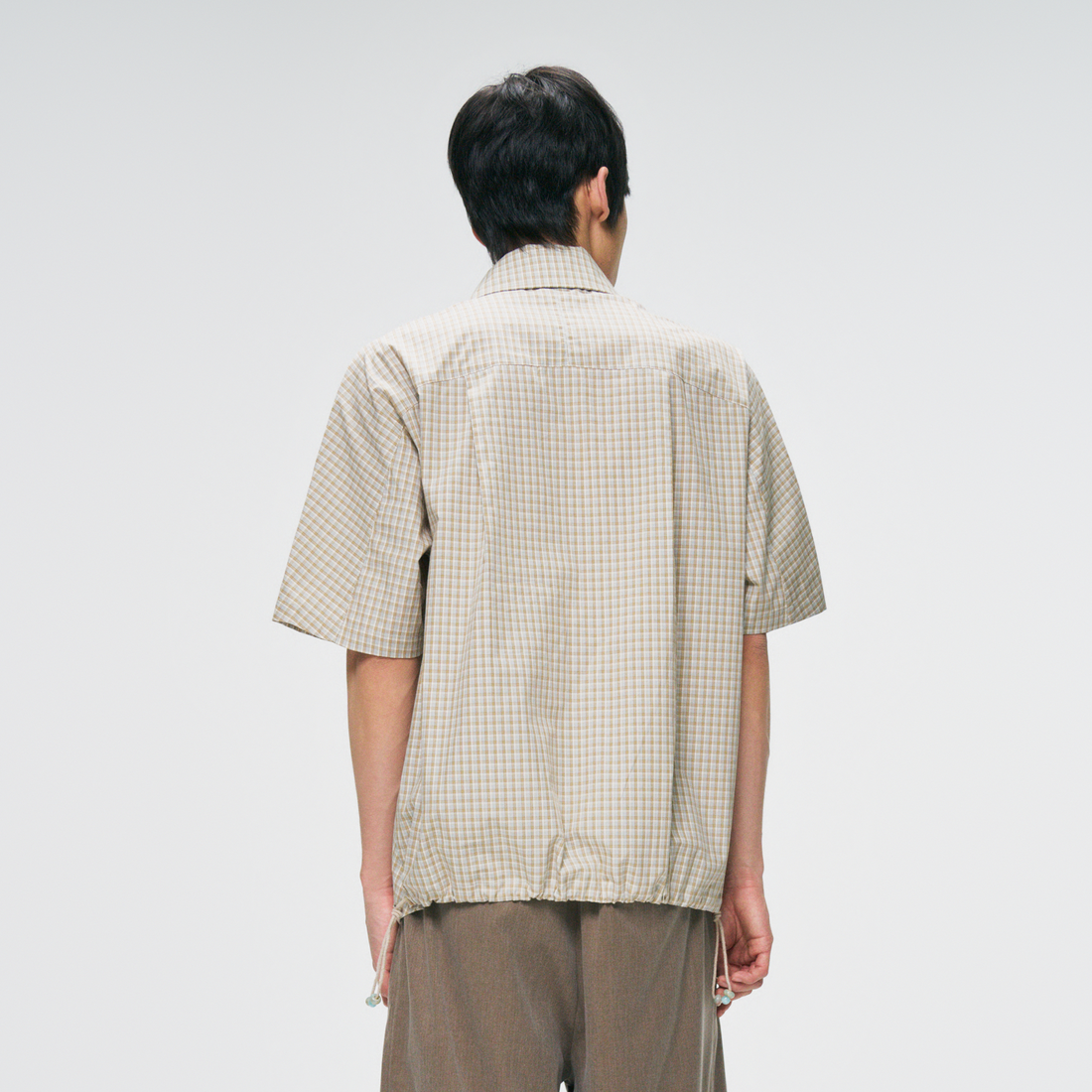 GONGHE REPUB Check Adjustable Hem Half Shirt-Half shirt-S-Free Shipping Leatheretro