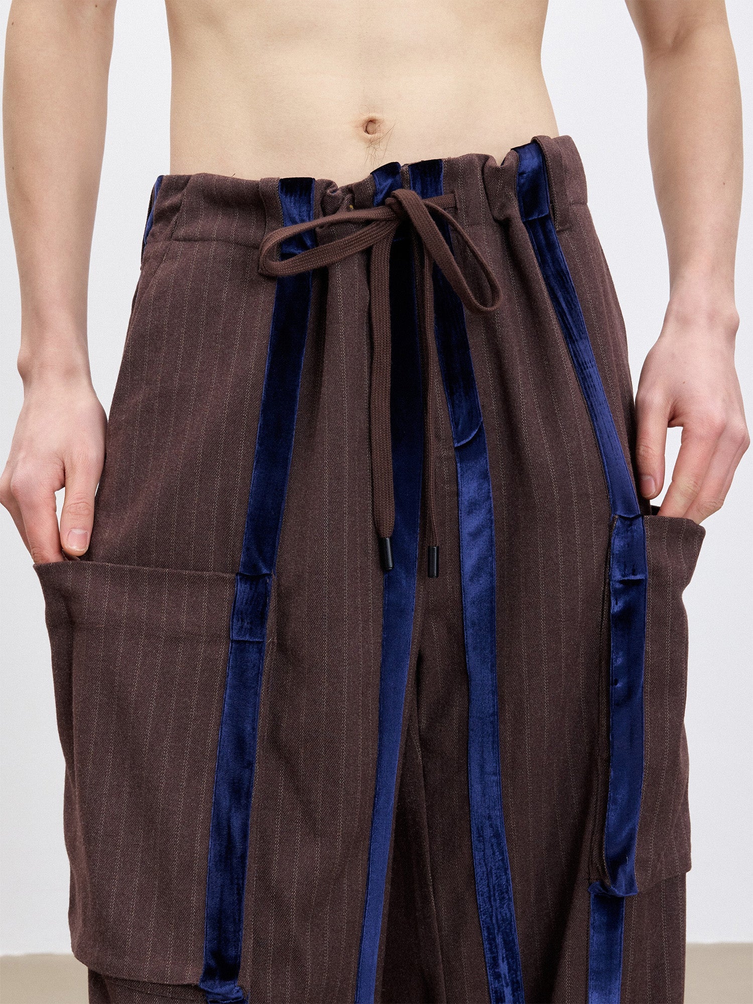 TUIMU Velvet Stripe Patch Cargo Pants-Pants-S (Preorder)-Free Shipping Leatheretro