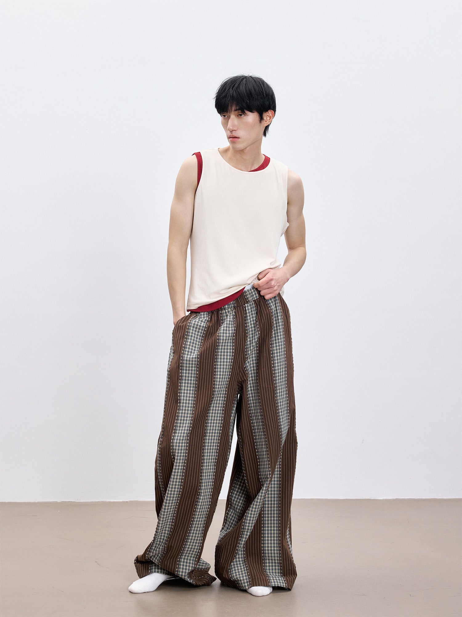 TUIMU Striped Wide-Leg Lounge Pants-Pants-S (Preorder)-Free Shipping Leatheretro