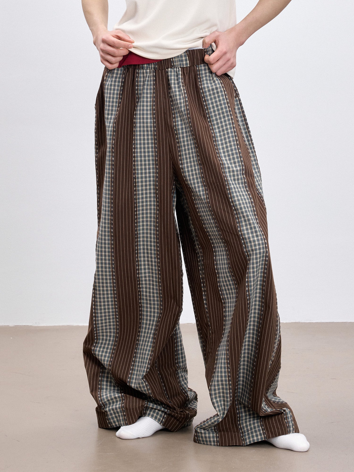 TUIMU Striped Wide-Leg Lounge Pants-Pants-S (Preorder)-Free Shipping Leatheretro