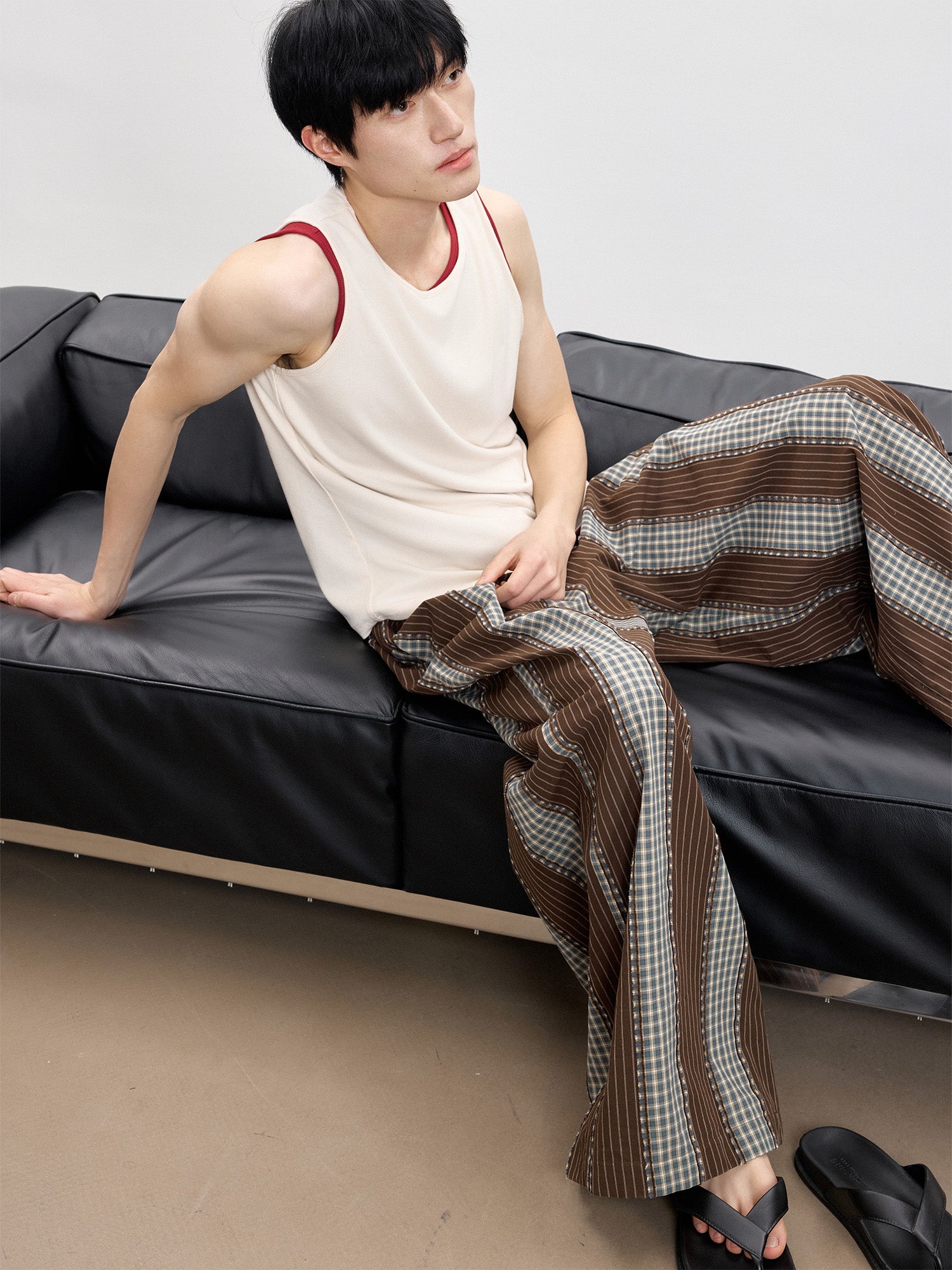 TUIMU Striped Wide-Leg Lounge Pants-Pants-S (Preorder)-Free Shipping Leatheretro