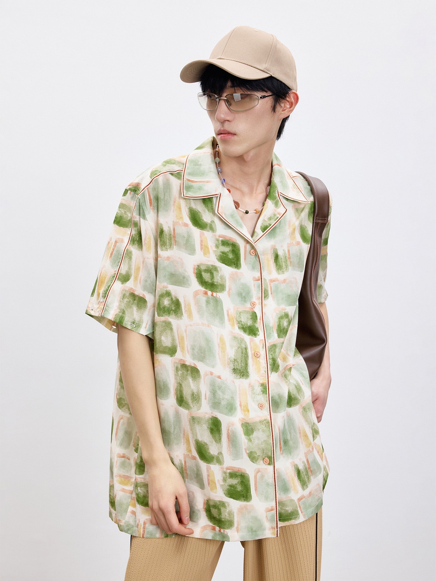 TUIMU Brush-Paint Full-Print Detachable-Sleeve Shirt-Shirt-S (Preorder)-Free Shipping Leatheretro