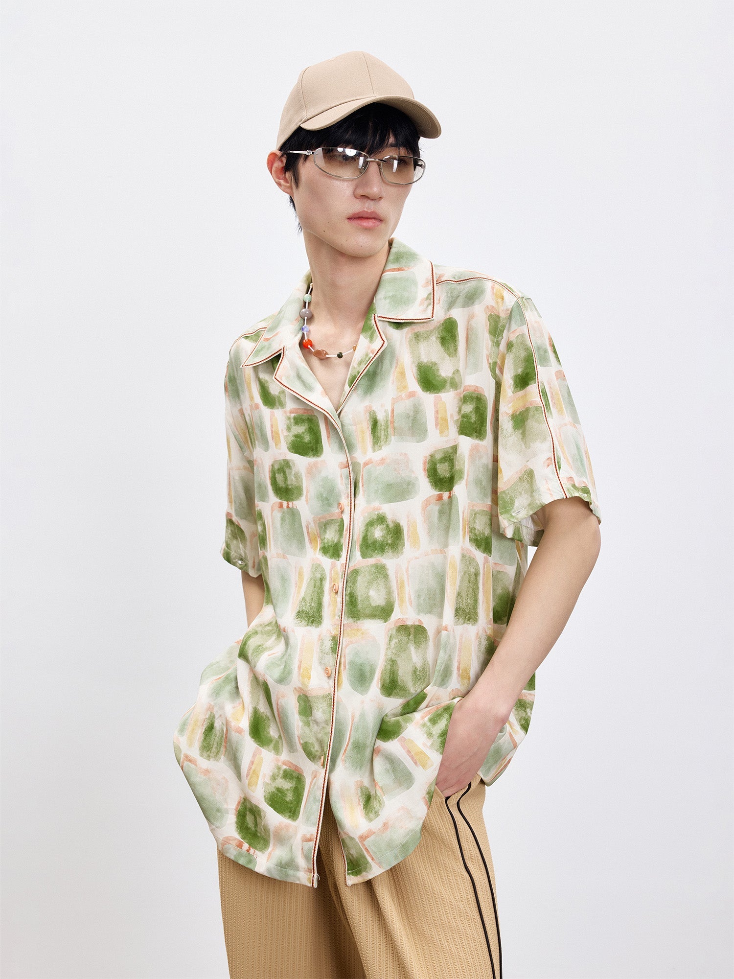 TUIMU Brush-Paint Full-Print Detachable-Sleeve Shirt-Shirt-S (Preorder)-Free Shipping Leatheretro