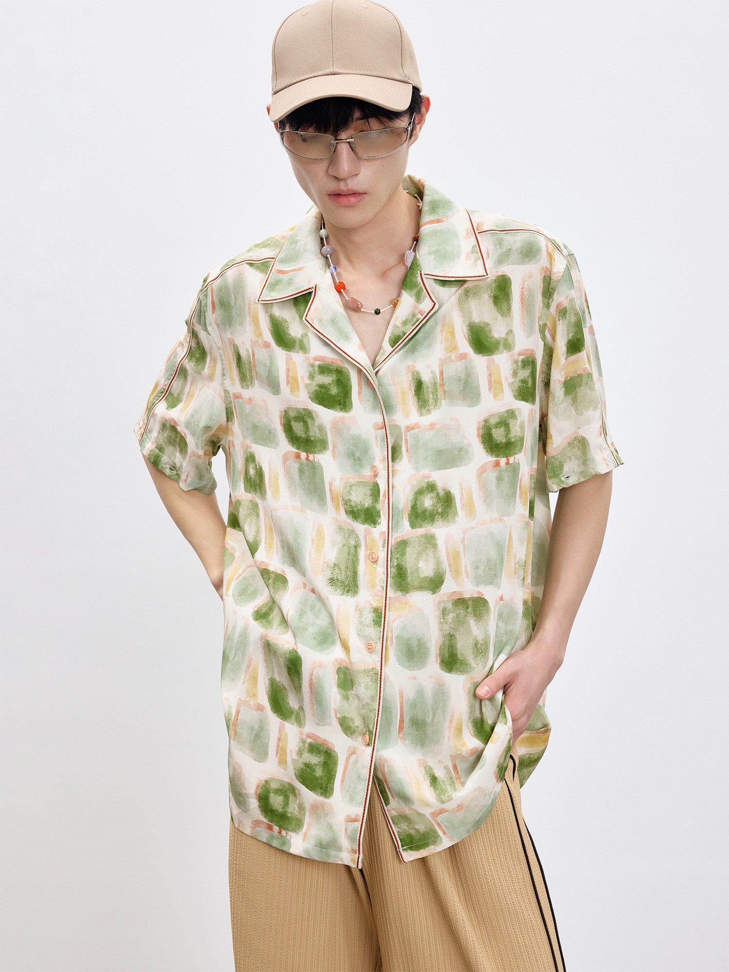 TUIMU Brush-Paint Full-Print Detachable-Sleeve Shirt-Shirt-S (Preorder)-Free Shipping Leatheretro