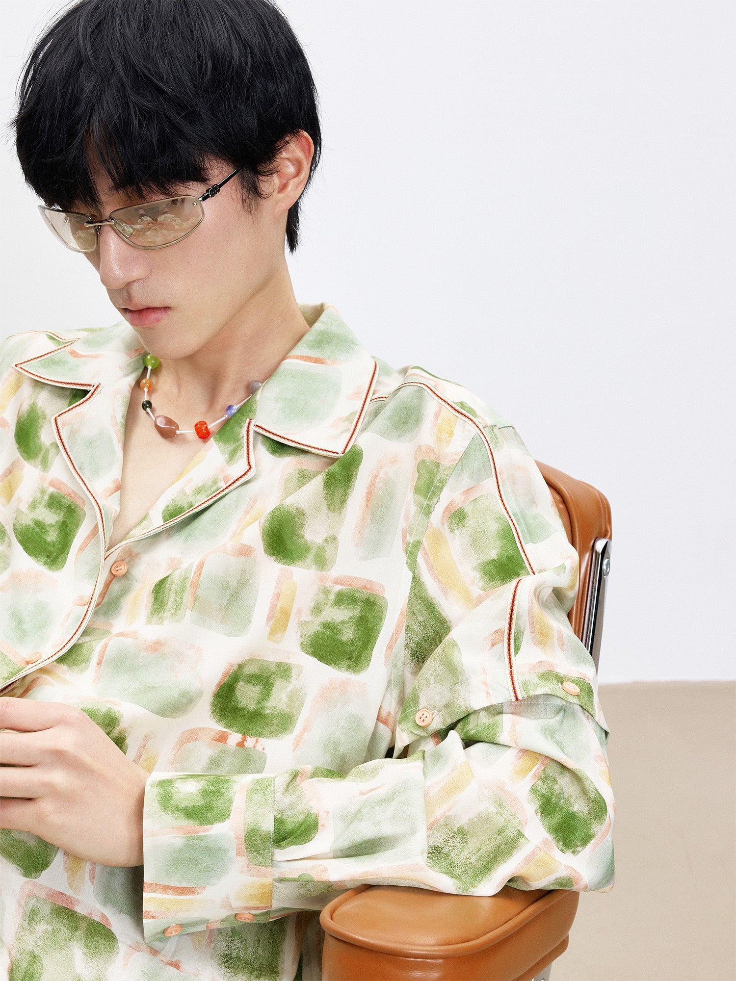 TUIMU Brush-Paint Full-Print Detachable-Sleeve Shirt-Shirt-S (Preorder)-Free Shipping Leatheretro