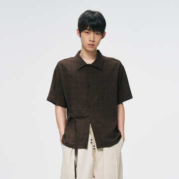 GONGHE REPUB Side-Tie Draped Half Shirt-Half shirt-S-Free Shipping Leatheretro