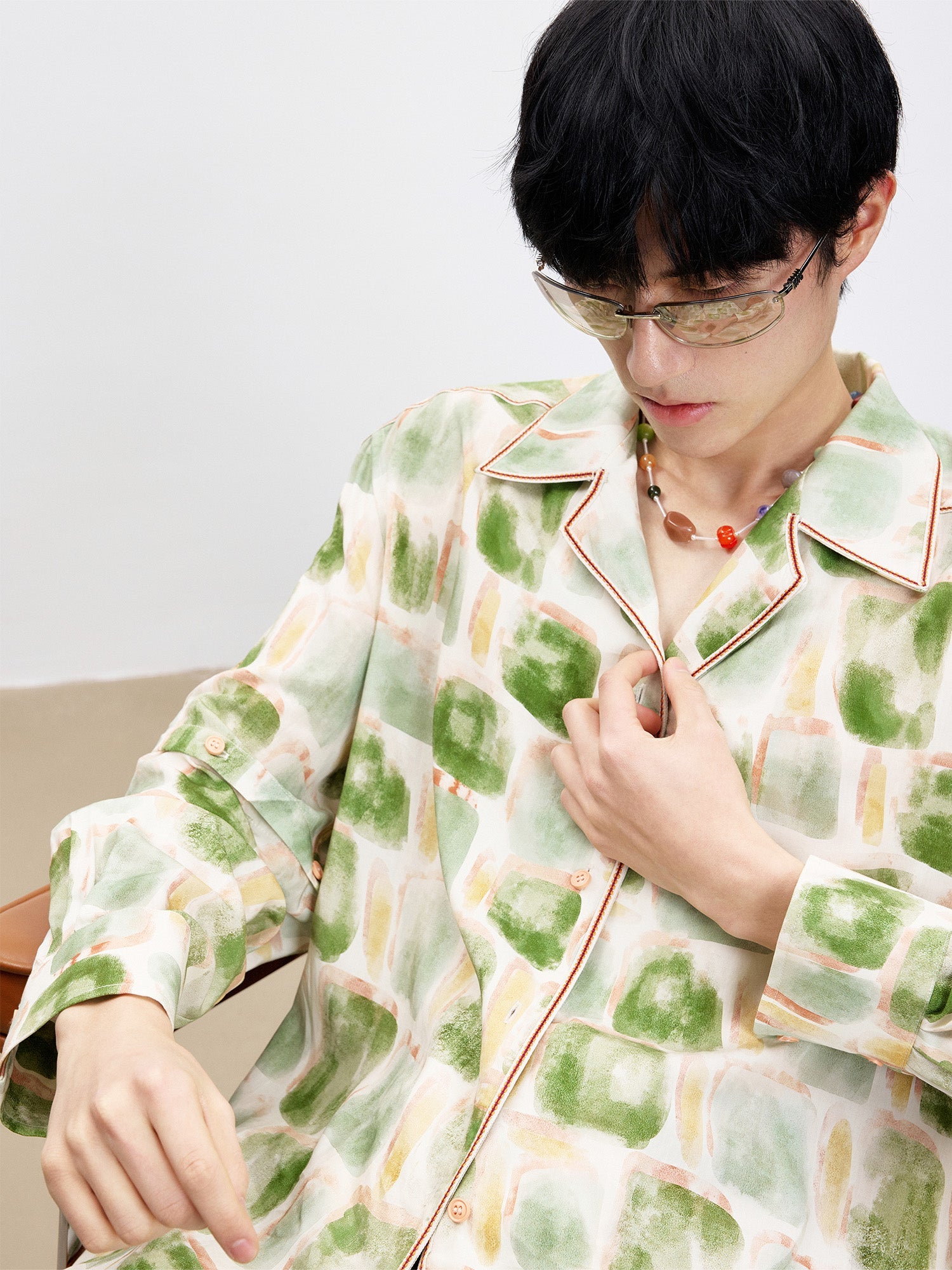 TUIMU Brush-Paint Full-Print Detachable-Sleeve Shirt-Shirt-S (Preorder)-Free Shipping Leatheretro