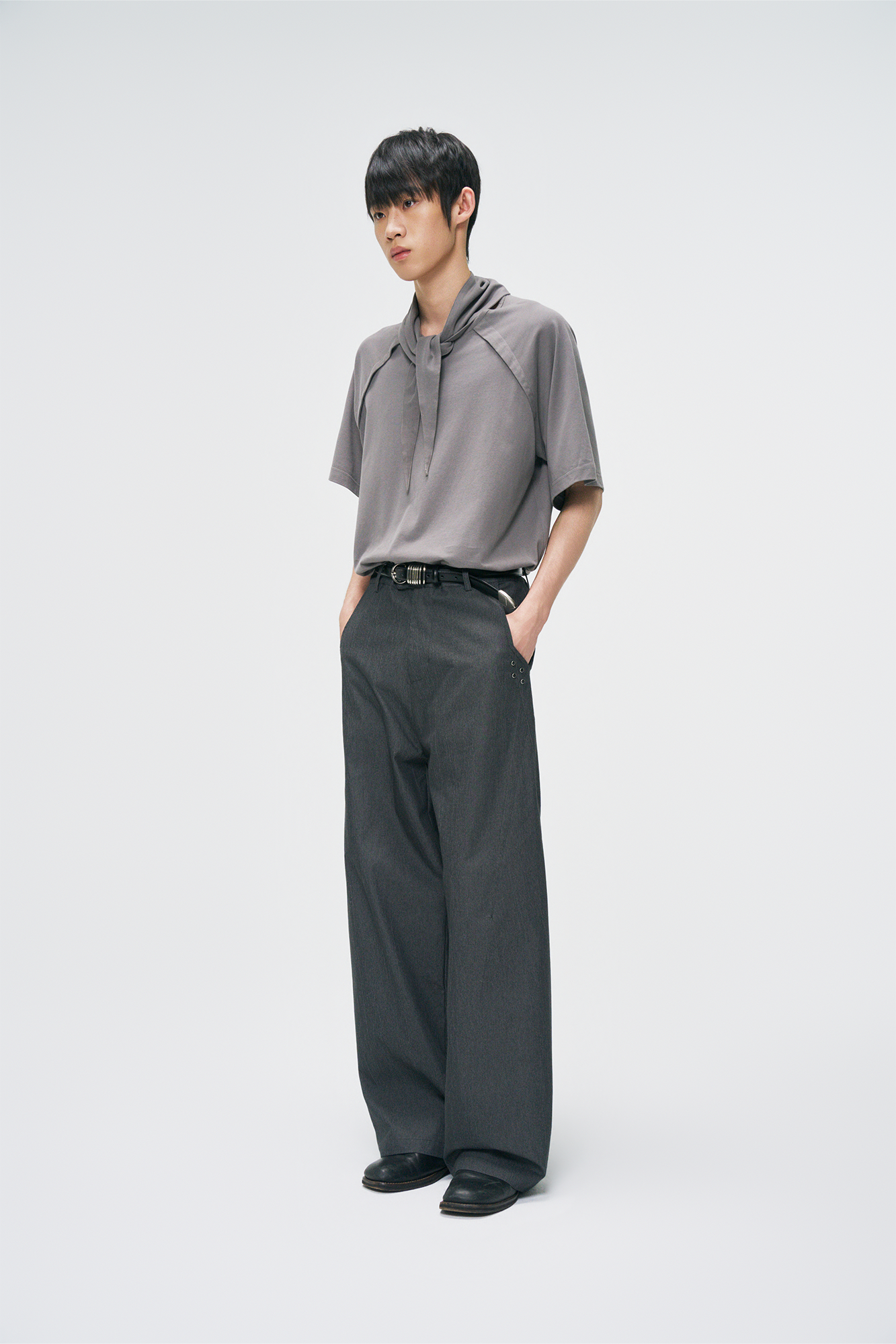 GONGHE REPUB Washed Studded Straight-Leg Pants-Pants-S-Free Shipping Leatheretro