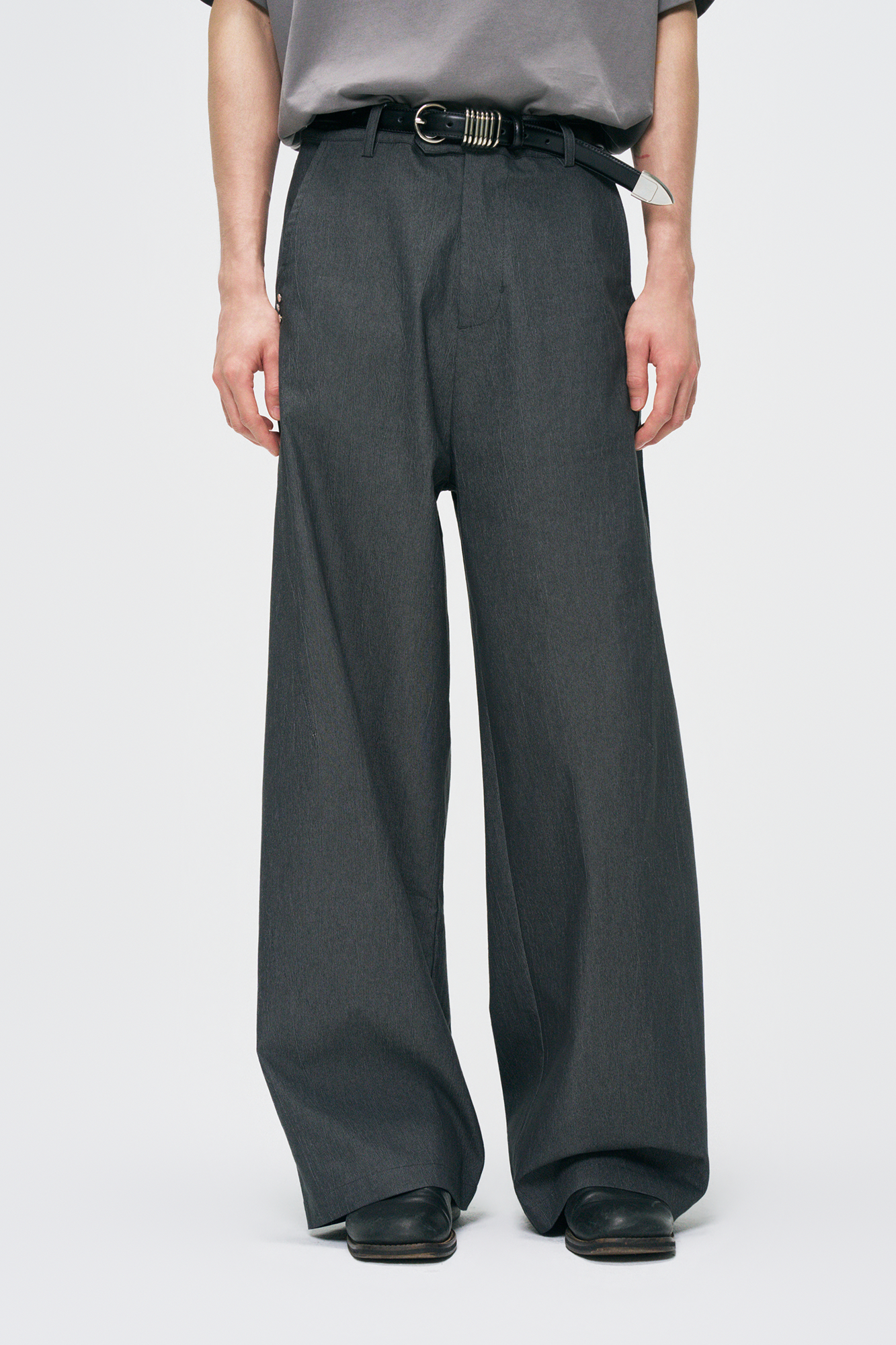 GONGHE REPUB Washed Studded Straight-Leg Pants-Pants-S-Free Shipping Leatheretro