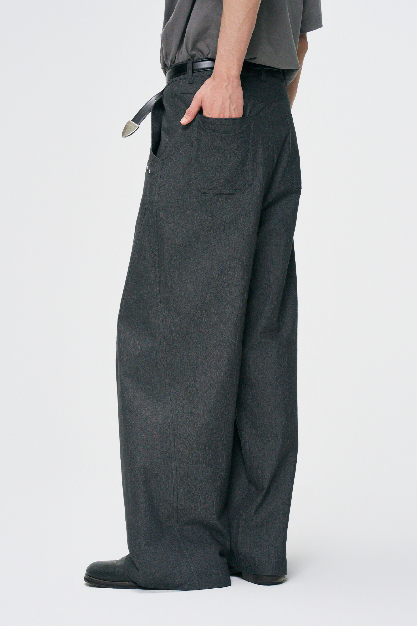 GONGHE REPUB Washed Studded Straight-Leg Pants-Pants-S-Free Shipping Leatheretro