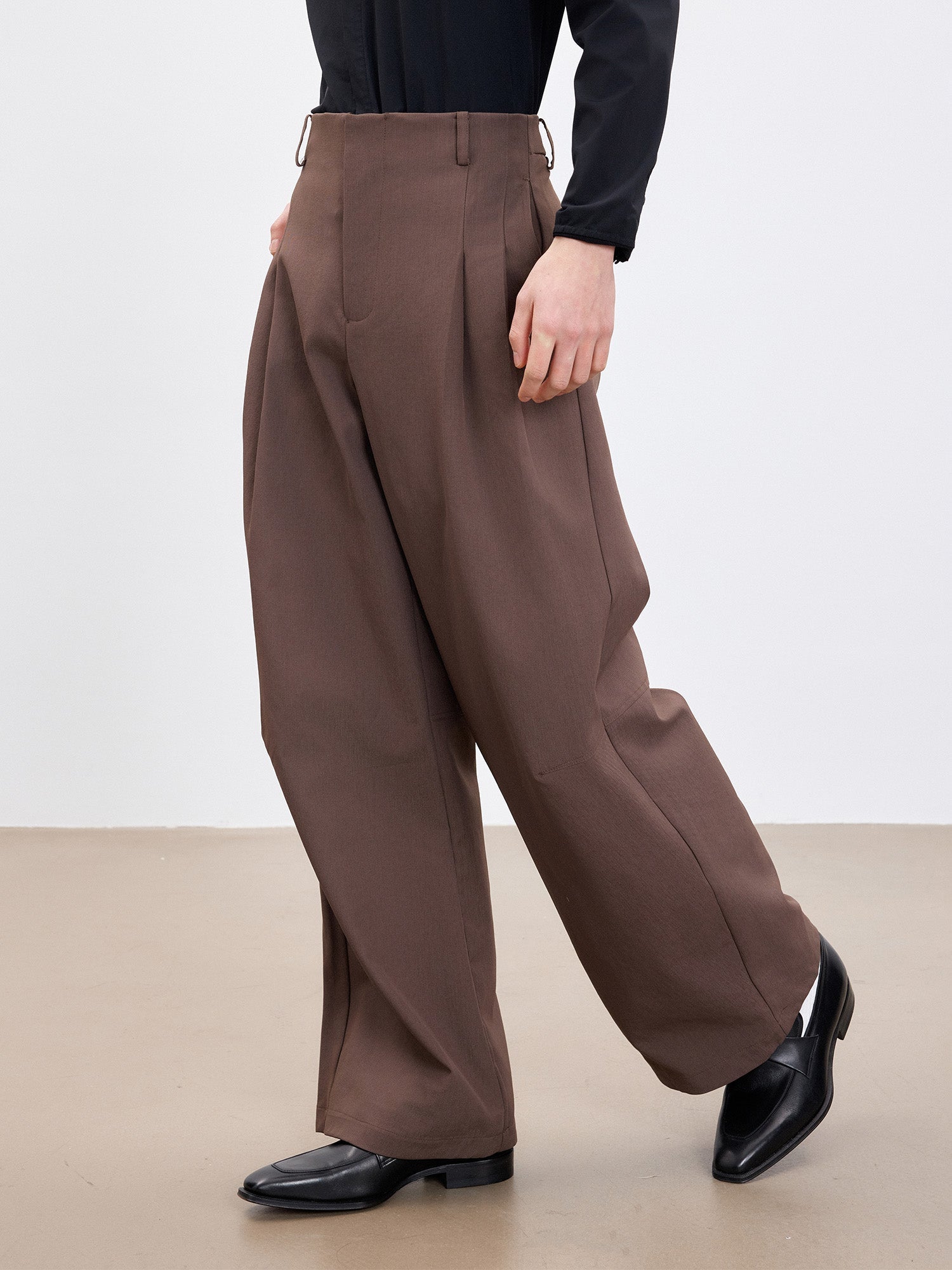 TUIMU Double-Pleat Curved Trousers-Pants-S (Preorder)-Free Shipping Leatheretro