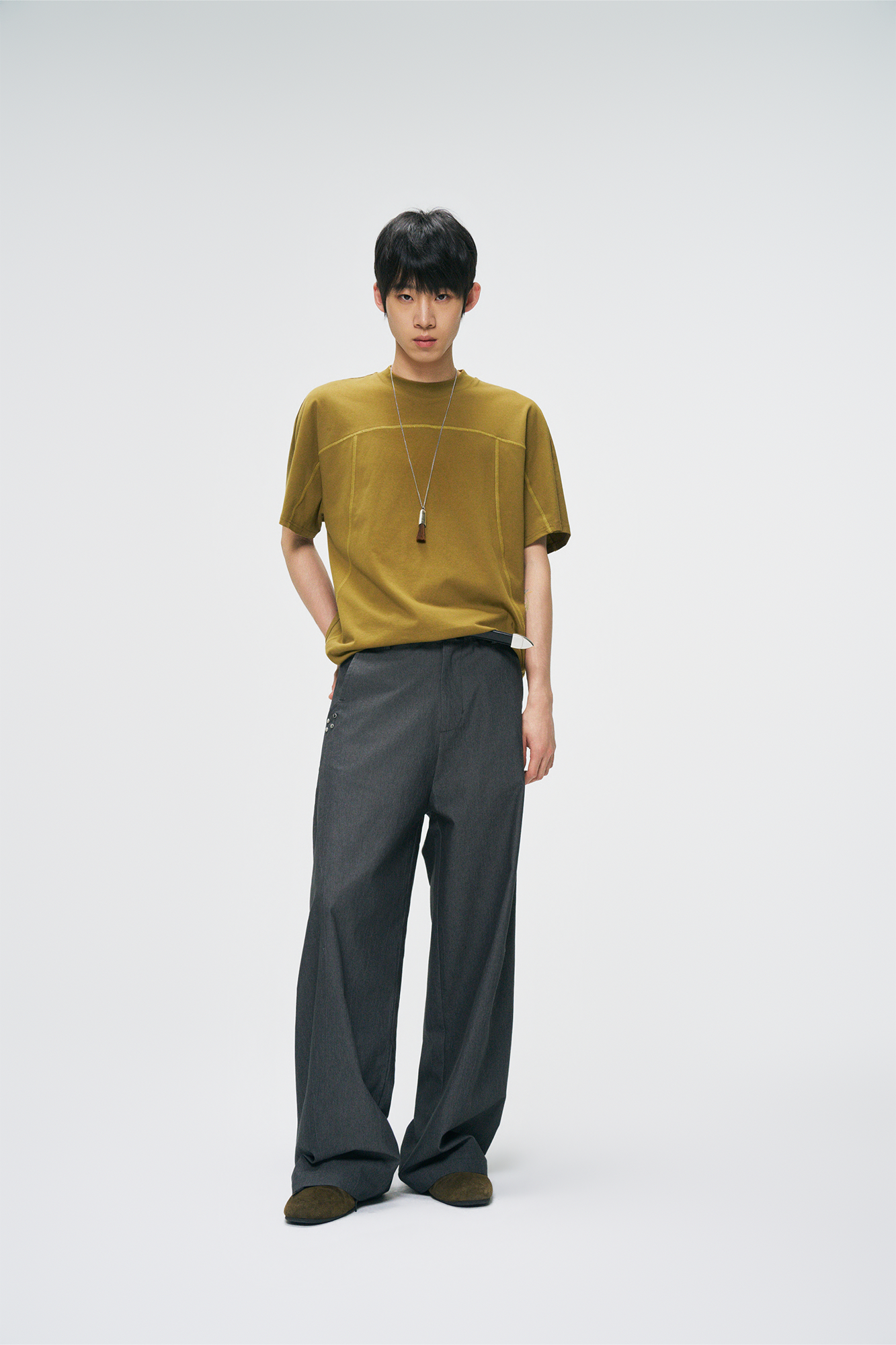 GONGHE REPUB Washed Studded Straight-Leg Pants-Pants-S-Free Shipping Leatheretro