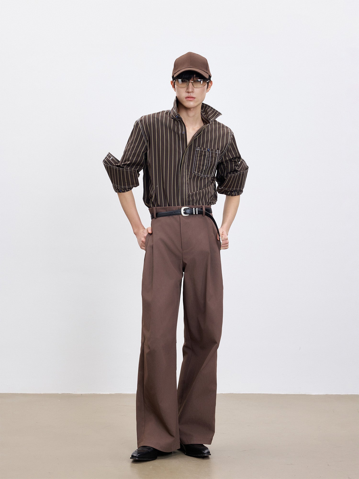 TUIMU Double-Pleat Curved Trousers-Pants-S (Preorder)-Free Shipping Leatheretro