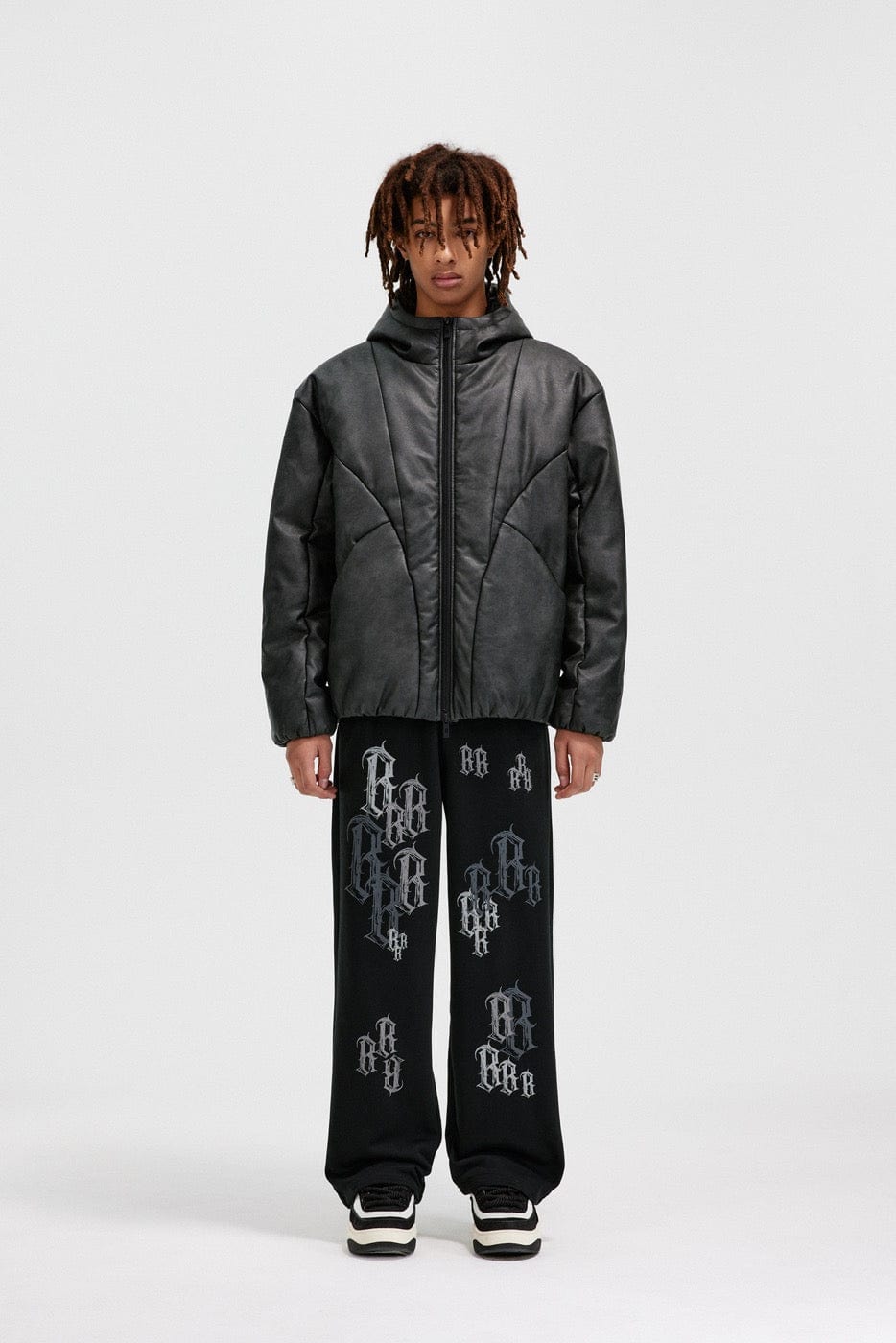 BONELESS Spliced Faux Leather Cotton Padded Jacket-Jacket-S-Black-Free Shipping Leatheretro