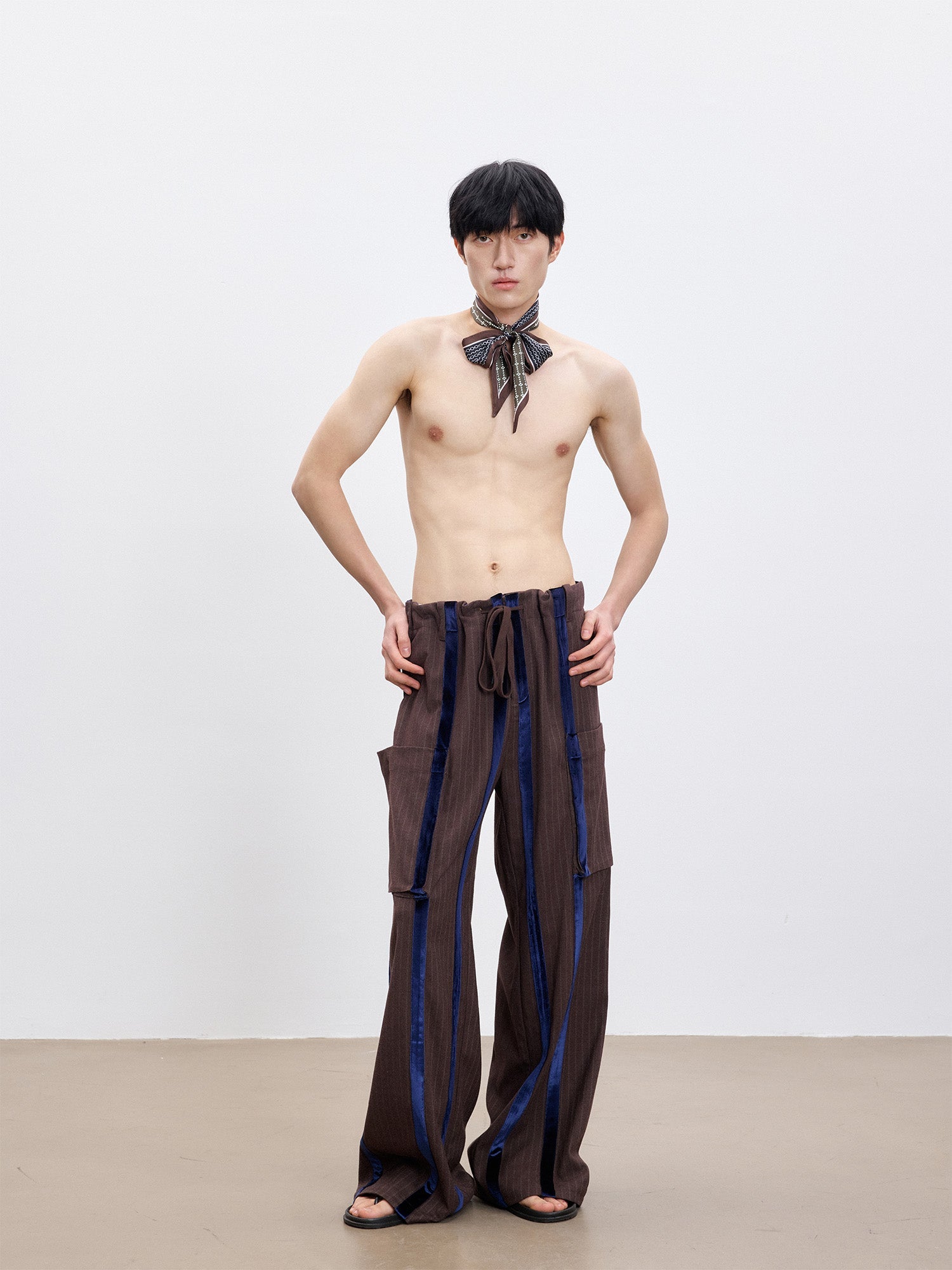 TUIMU Velvet Stripe Patch Cargo Pants-Pants-S (Preorder)-Free Shipping Leatheretro