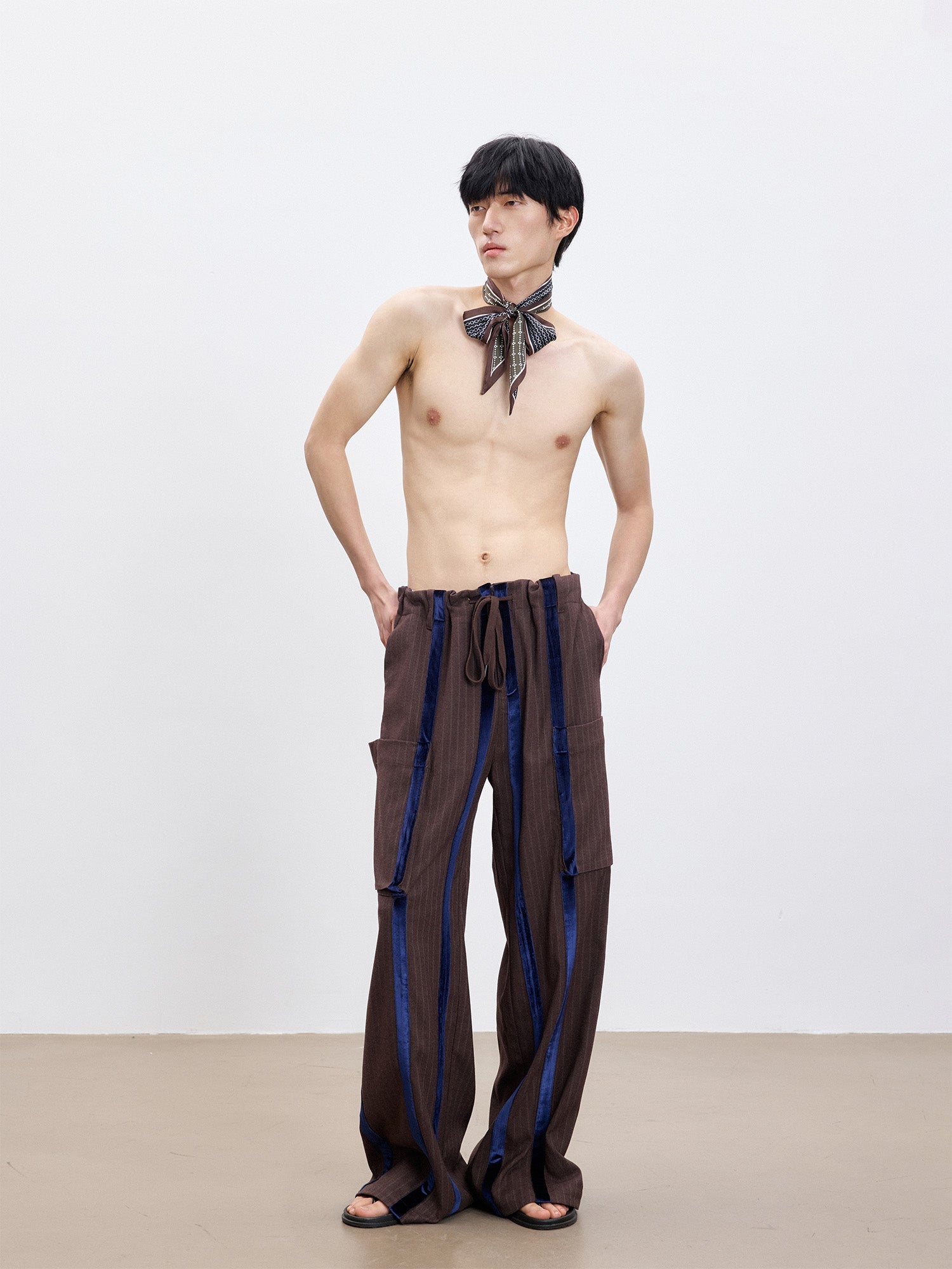 TUIMU Velvet Stripe Patch Cargo Pants-Pants-S (Preorder)-Free Shipping Leatheretro