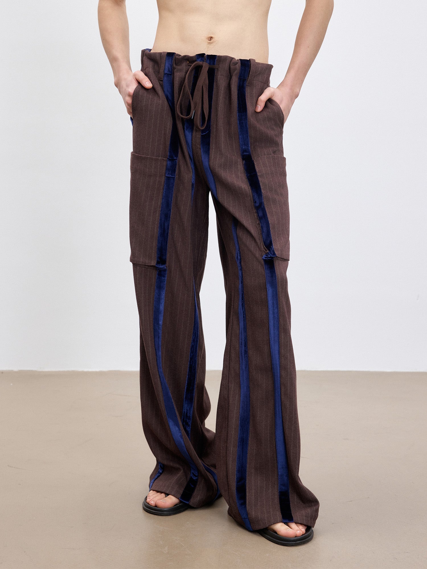 TUIMU Velvet Stripe Patch Cargo Pants-Pants-S (Preorder)-Free Shipping Leatheretro