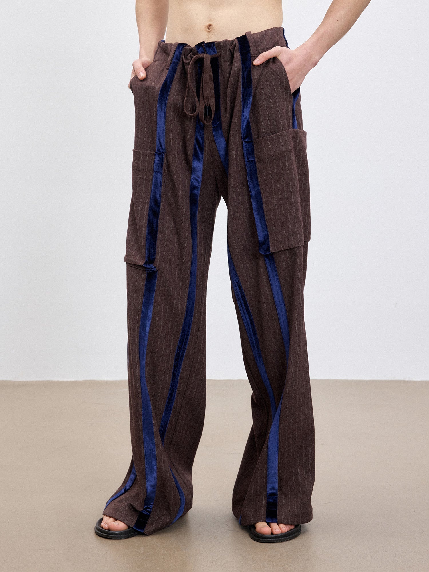 TUIMU Velvet Stripe Patch Cargo Pants-Pants-S (Preorder)-Free Shipping Leatheretro