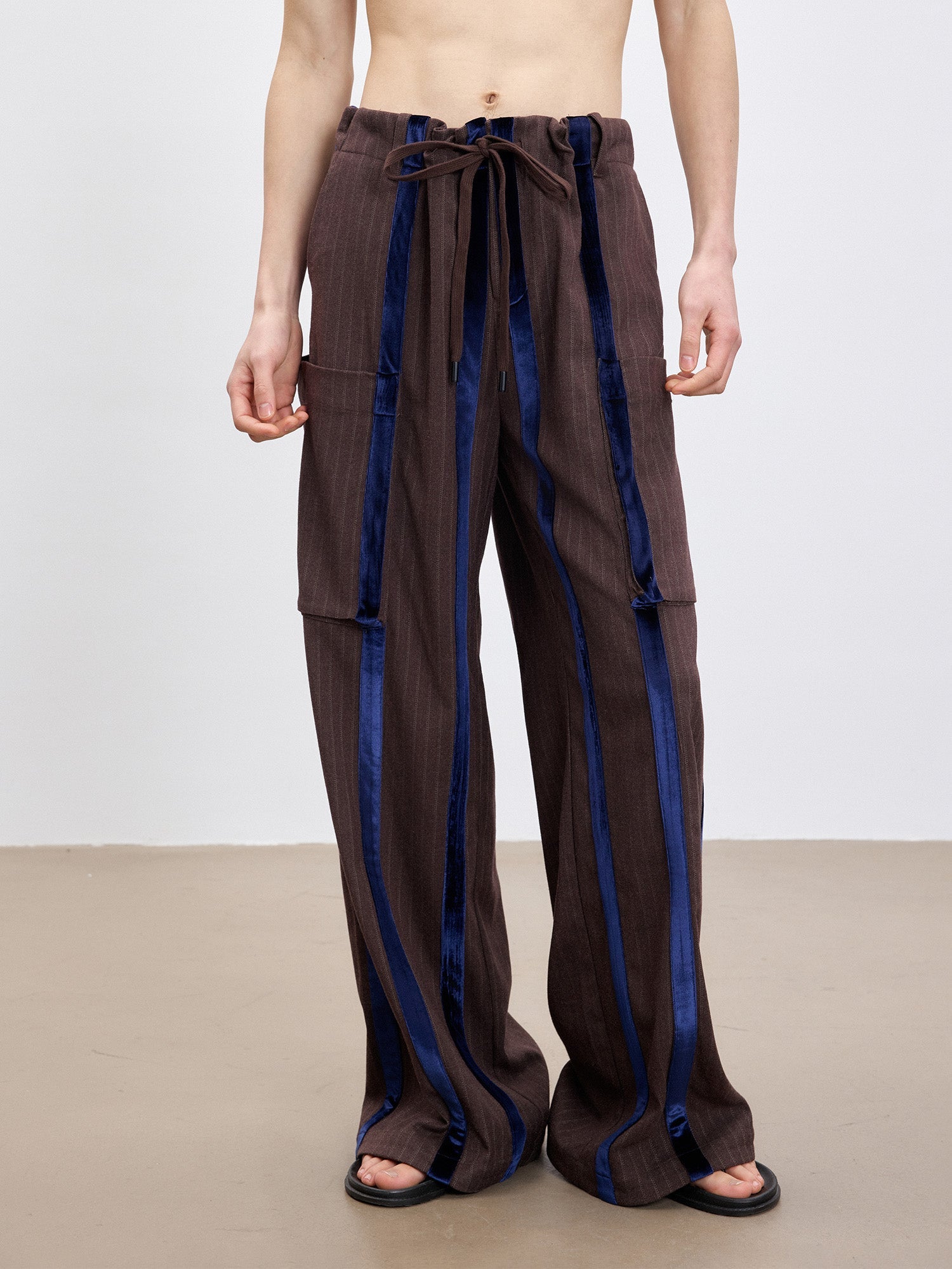 TUIMU Velvet Stripe Patch Cargo Pants-Pants-S (Preorder)-Free Shipping Leatheretro