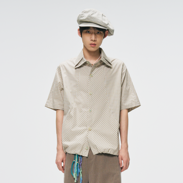 GONGHE REPUB Check Adjustable Hem Half Shirt-Half shirt-S-Free Shipping Leatheretro