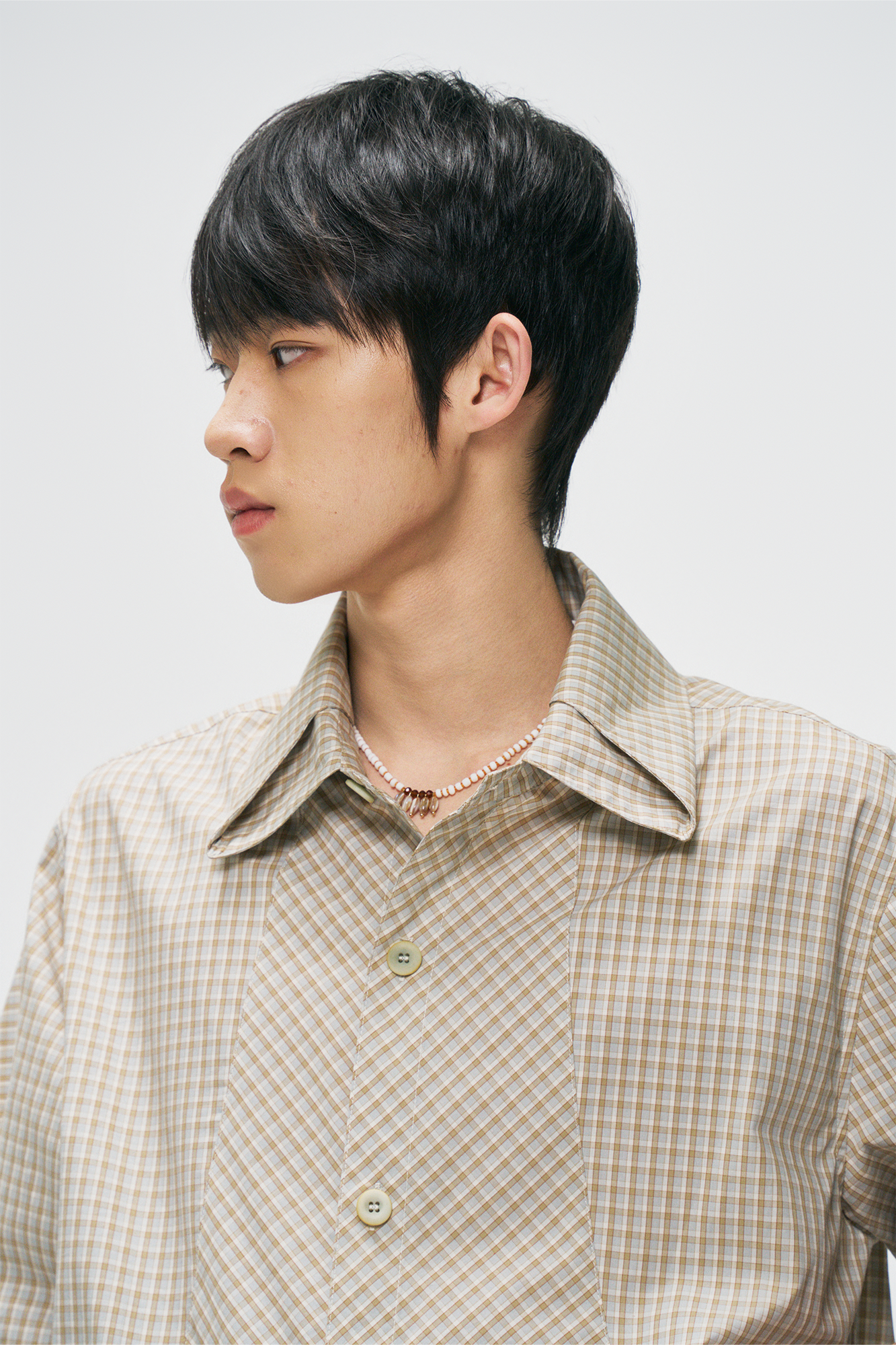 GONGHE REPUB Check Adjustable Hem Half Shirt-Half shirt-S-Free Shipping Leatheretro