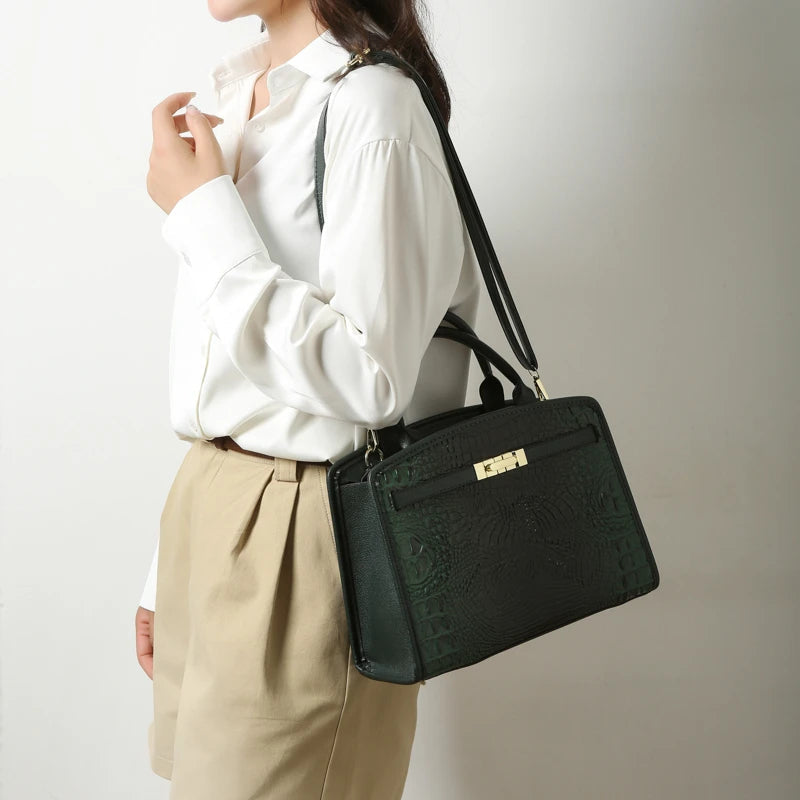 Exquisite Crocodile Pattern Luxury Handbag-Handbags-Brown-Free Shipping Leatheretro