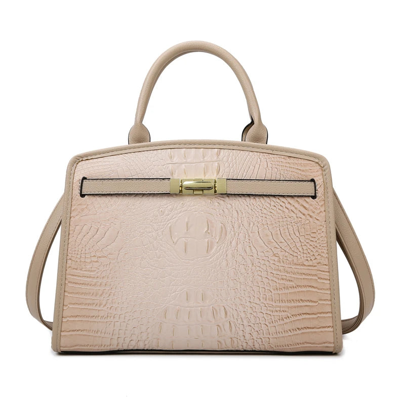 Exquisite Crocodile Pattern Luxury Handbag-Handbags-Beige-Free Shipping Leatheretro