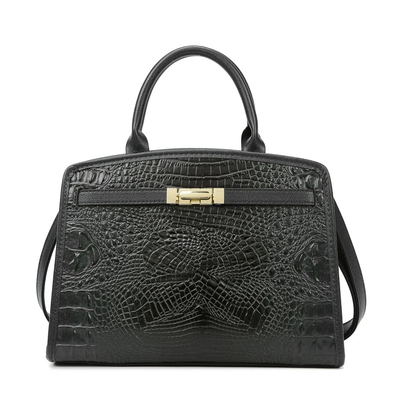Exquisite Crocodile Pattern Luxury Handbag-Handbags-Black-Free Shipping Leatheretro