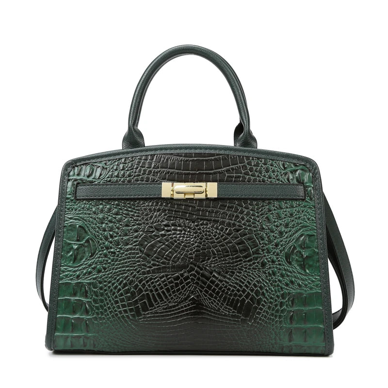 Exquisite Crocodile Pattern Luxury Handbag-Handbags-Green-Free Shipping Leatheretro