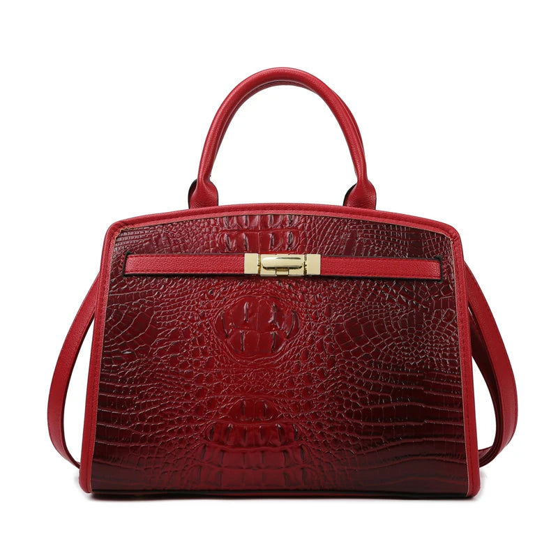 Exquisite Crocodile Pattern Luxury Handbag-Handbags-Red-Free Shipping Leatheretro