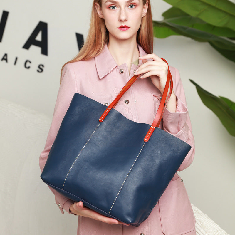 Genuine Leather Women Fashion Shoulder Tote Bag-Tote Bag-Green-Free Shipping Leatheretro