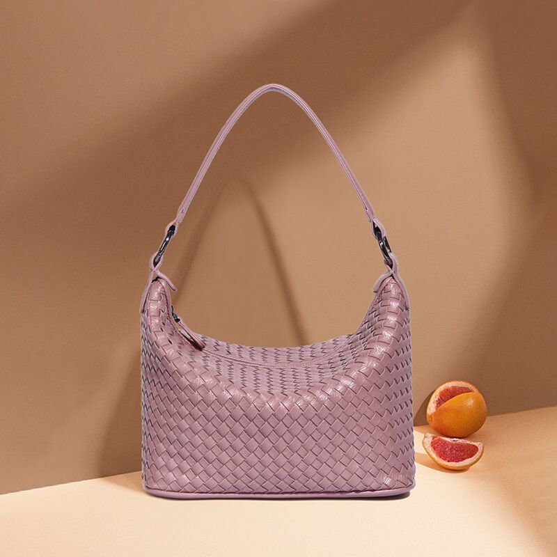 Fashion Trendy Woven Shoulder Bag for Women-Handbags-Lotus Purple-Free Shipping Leatheretro