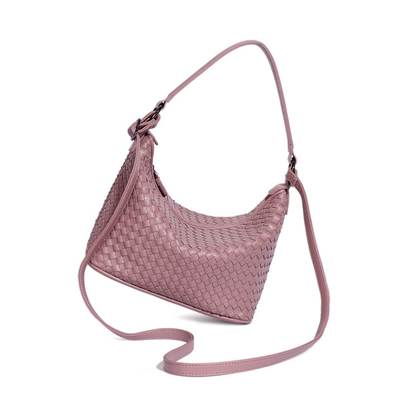 Fashion Trendy Woven Shoulder Bag for Women-Handbags-Lotus Purple-Free Shipping Leatheretro