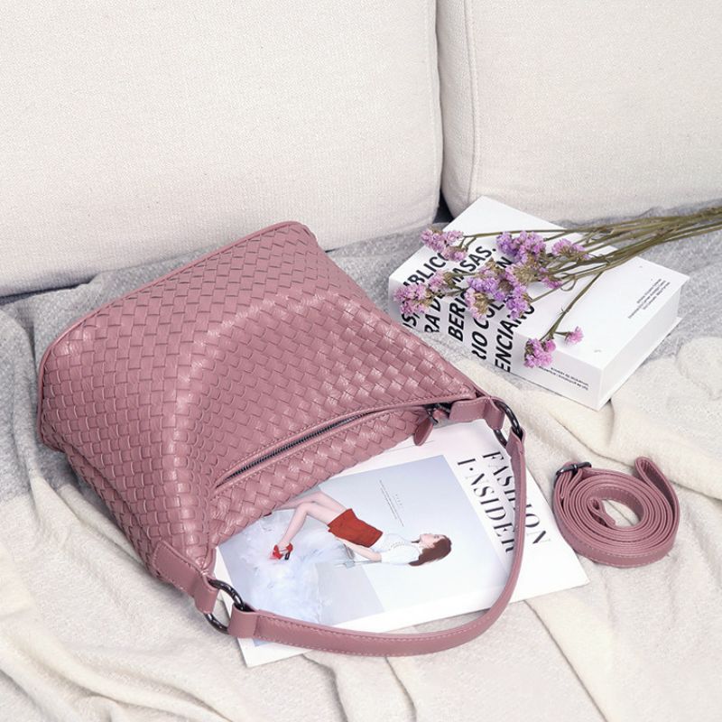 Fashion Trendy Woven Shoulder Bag for Women-Handbags-Lotus Purple-Free Shipping Leatheretro