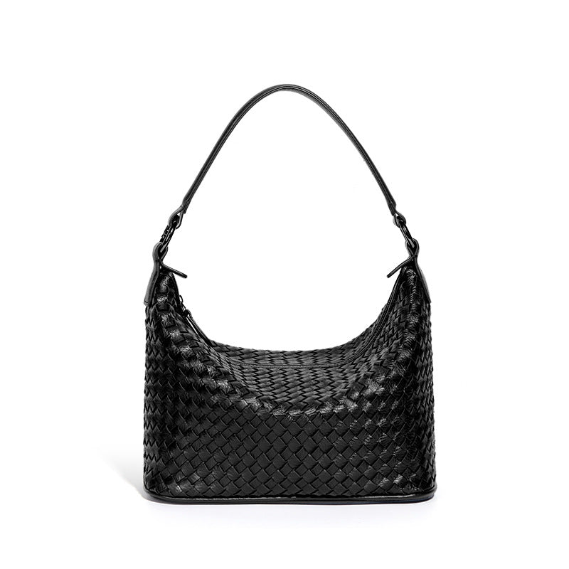 Fashion Trendy Woven Shoulder Bag for Women-Handbags-Black-Free Shipping Leatheretro