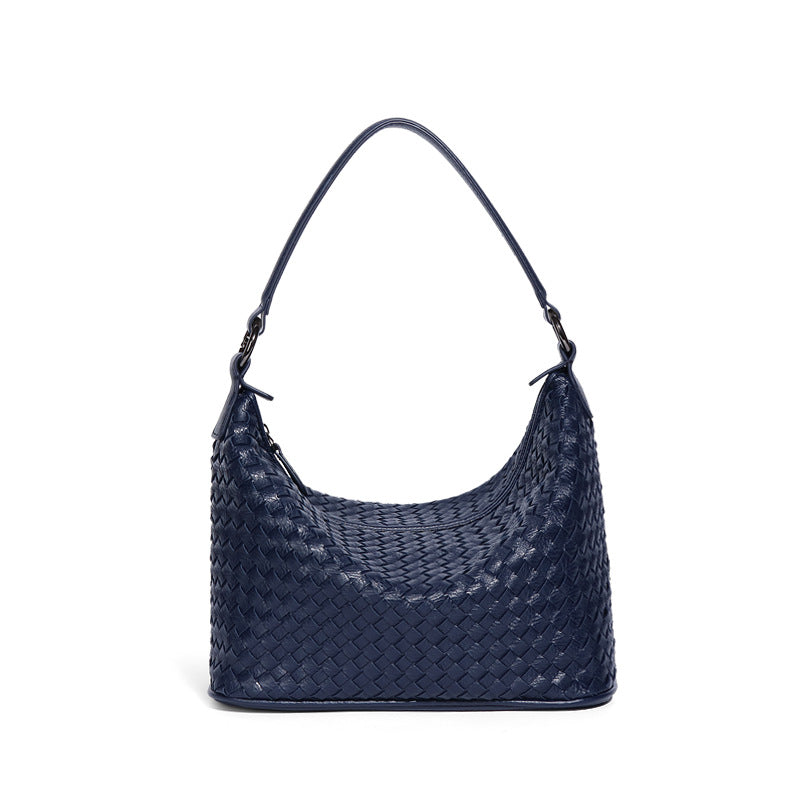Fashion Trendy Woven Shoulder Bag for Women-Handbags-Dark Blue-Free Shipping Leatheretro