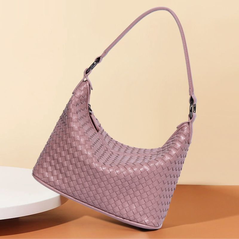 Fashion Trendy Woven Shoulder Bag for Women-Handbags-Lotus Purple-Free Shipping Leatheretro