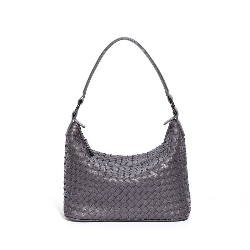Fashion Trendy Woven Shoulder Bag for Women-Handbags-Dark Gray-Free Shipping Leatheretro