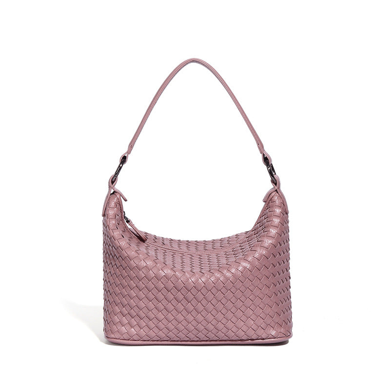 Fashion Trendy Woven Shoulder Bag for Women-Handbags-Lotus Purple-Free Shipping Leatheretro