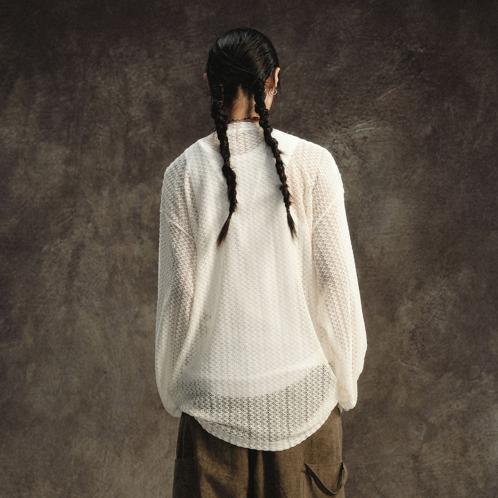 GONGHE REPUB Lightweight Wave-Knitted Openwork Long-Sleeve Tee-L/S Tee-S-Brown-Free Shipping Leatheretro