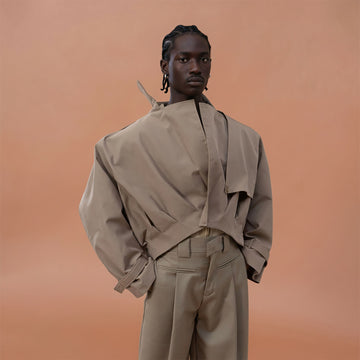 CLP Architectural Cropped Trench Jacket-Jacket-S-Khaki-Free Shipping Leatheretro