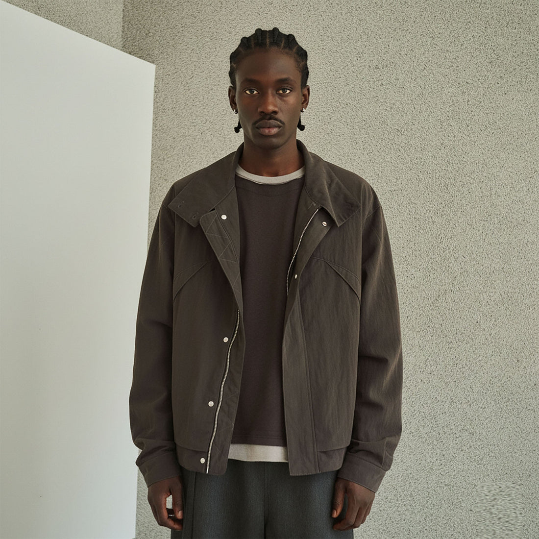 GONGHE REPUB High-Neck Elastic Hem Utility Blouson-Jacket-S-Free Shipping Leatheretro