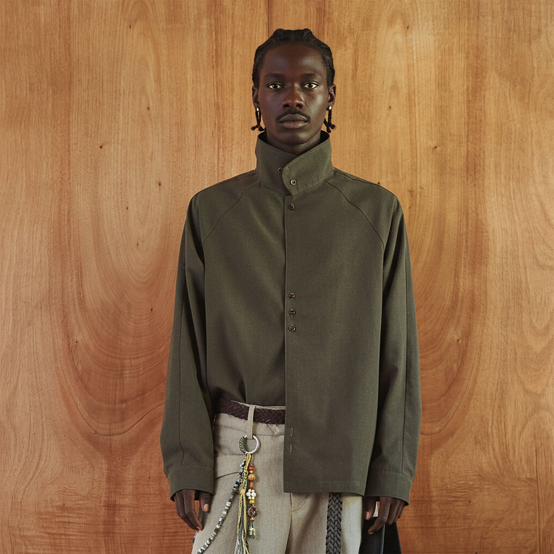 GONGHE REPUB Stand Collar Raglan Shirt-Shirt-S-Free Shipping Leatheretro