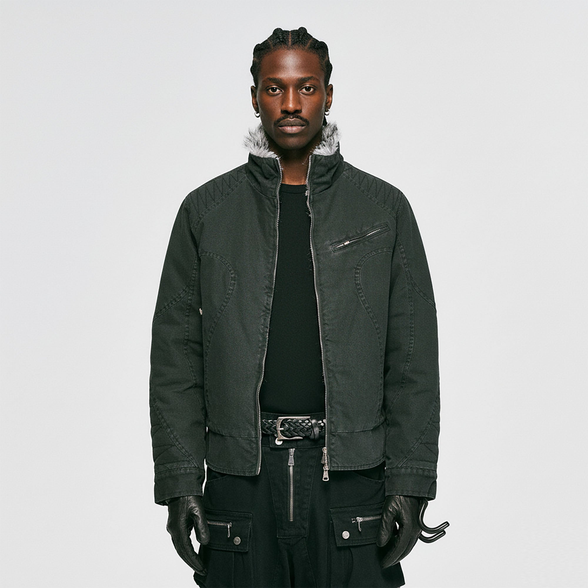 CATSSTAC Faux Fur Lining Washed Jacket-Jacket-M (Preorder)-Dark Gray-Free Shipping Leatheretro