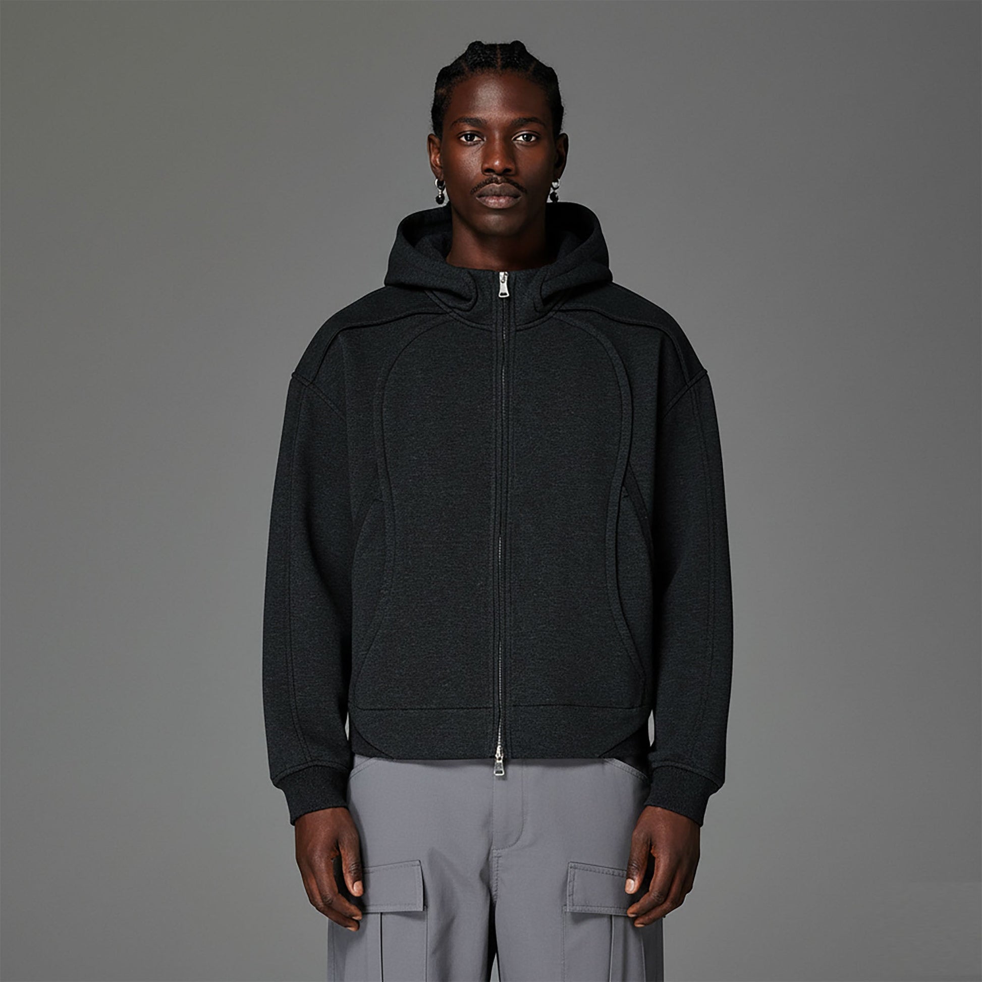 CATSSTAC Curved Panel Double-Zip Hoodie-Jacket-M-Free Shipping Leatheretro