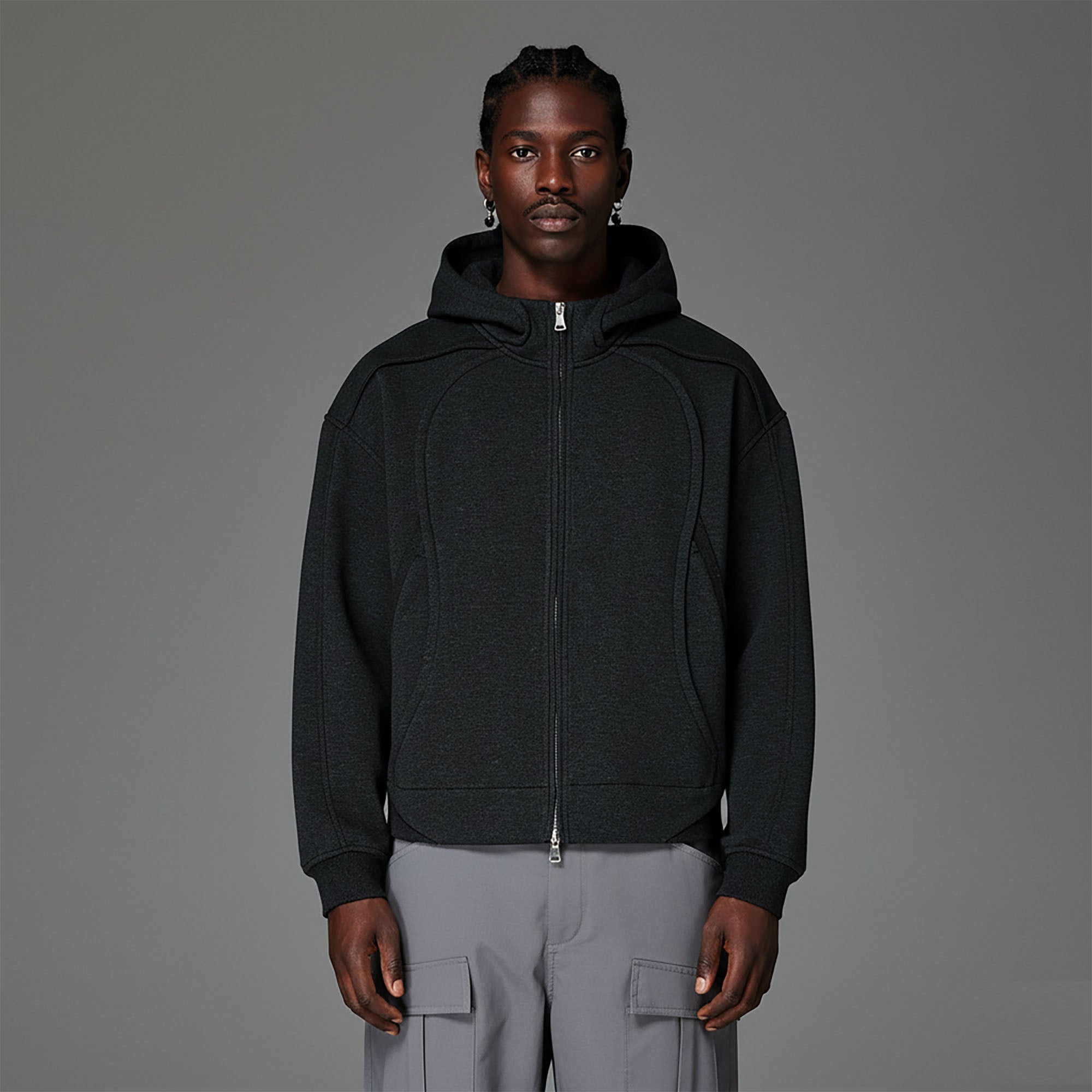 CATSSTAC Curved Panel Double-Zip Hoodie-Jacket-M-Free Shipping Leatheretro