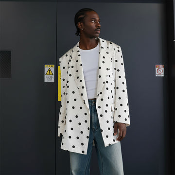 SOURPLUM Satin Polka-Dot Blazer-Jacket-S-Free Shipping Leatheretro