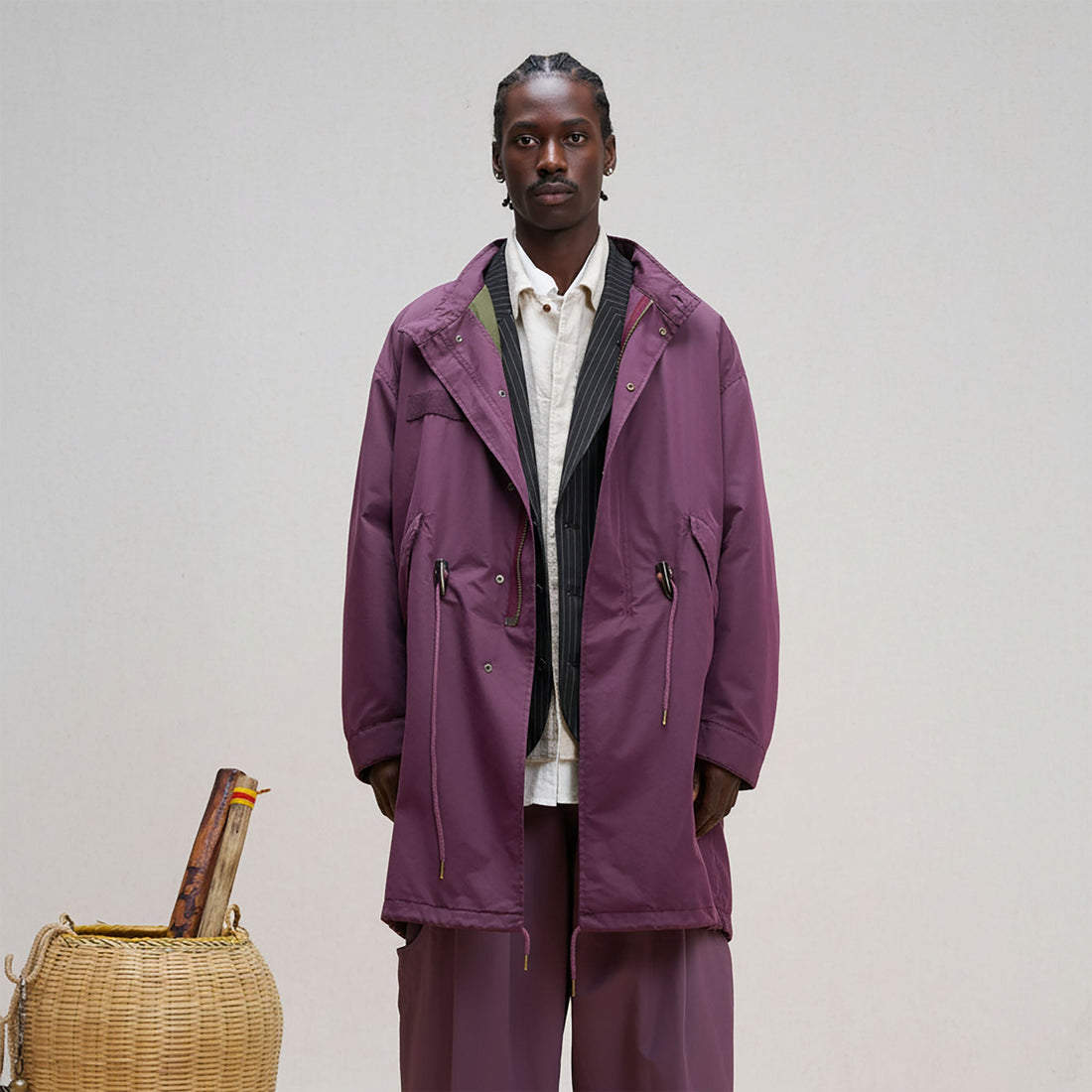 UNLIMITED MOTE Oversized Drawcord Parka-Jacket-S-Purple-Free Shipping Leatheretro