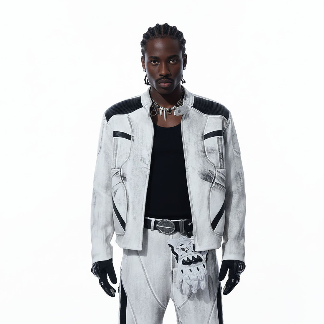 MOGONGSHE Distressed Techwear PU Moto Jacket-Jacket-M-Free Shipping Leatheretro